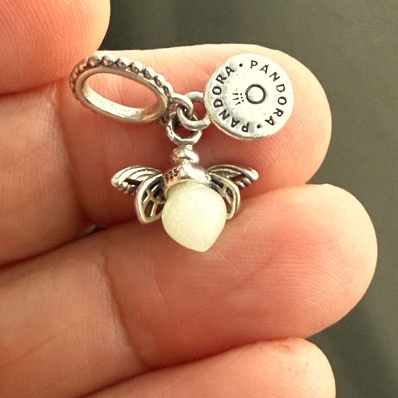 Pandora Silver and White Angel Wing Charm - Picture 1 of 8